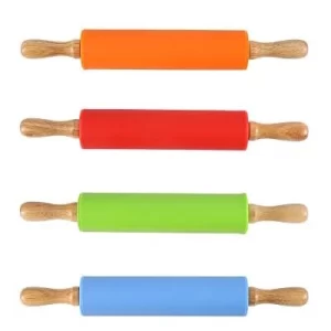 Silicon Rolling Pin With Wooden Handle - Image 4